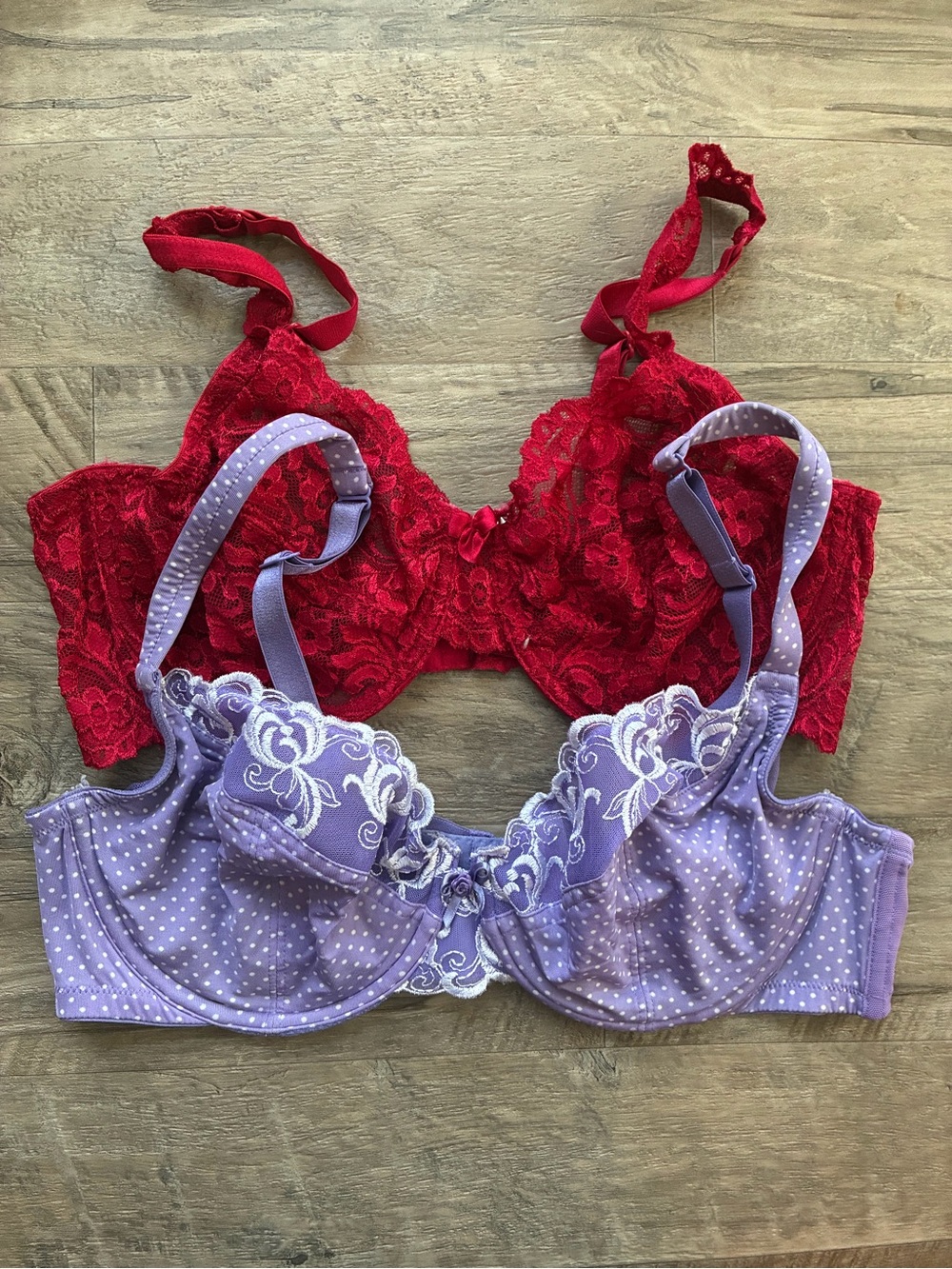 Cacique Smart & Sexy 2 Underwired Unlined Lace Polka Dot Bras